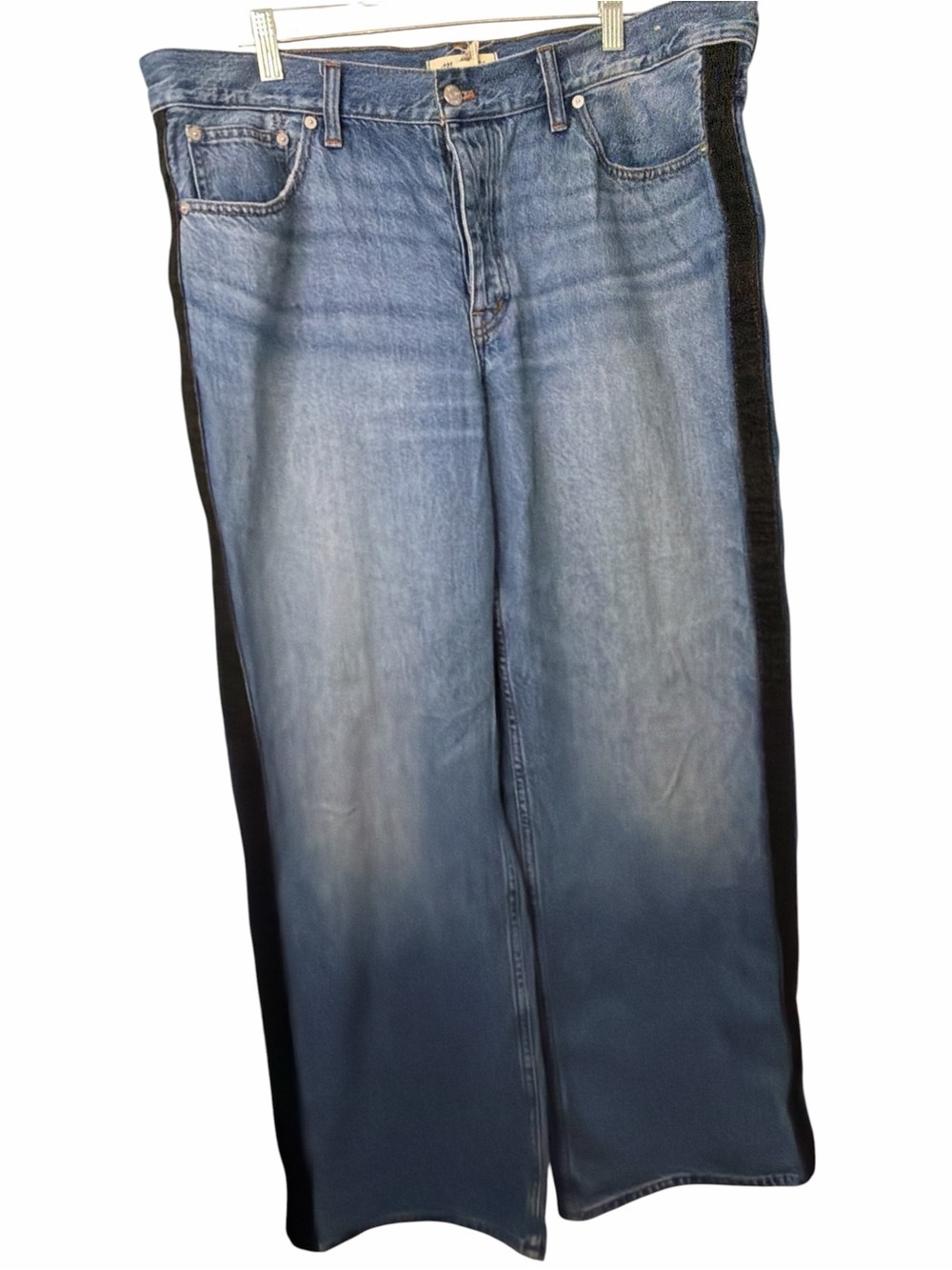 Madewell Low Slung Wide Leg Baggy Jeans Tuxedo Stripe Size 32